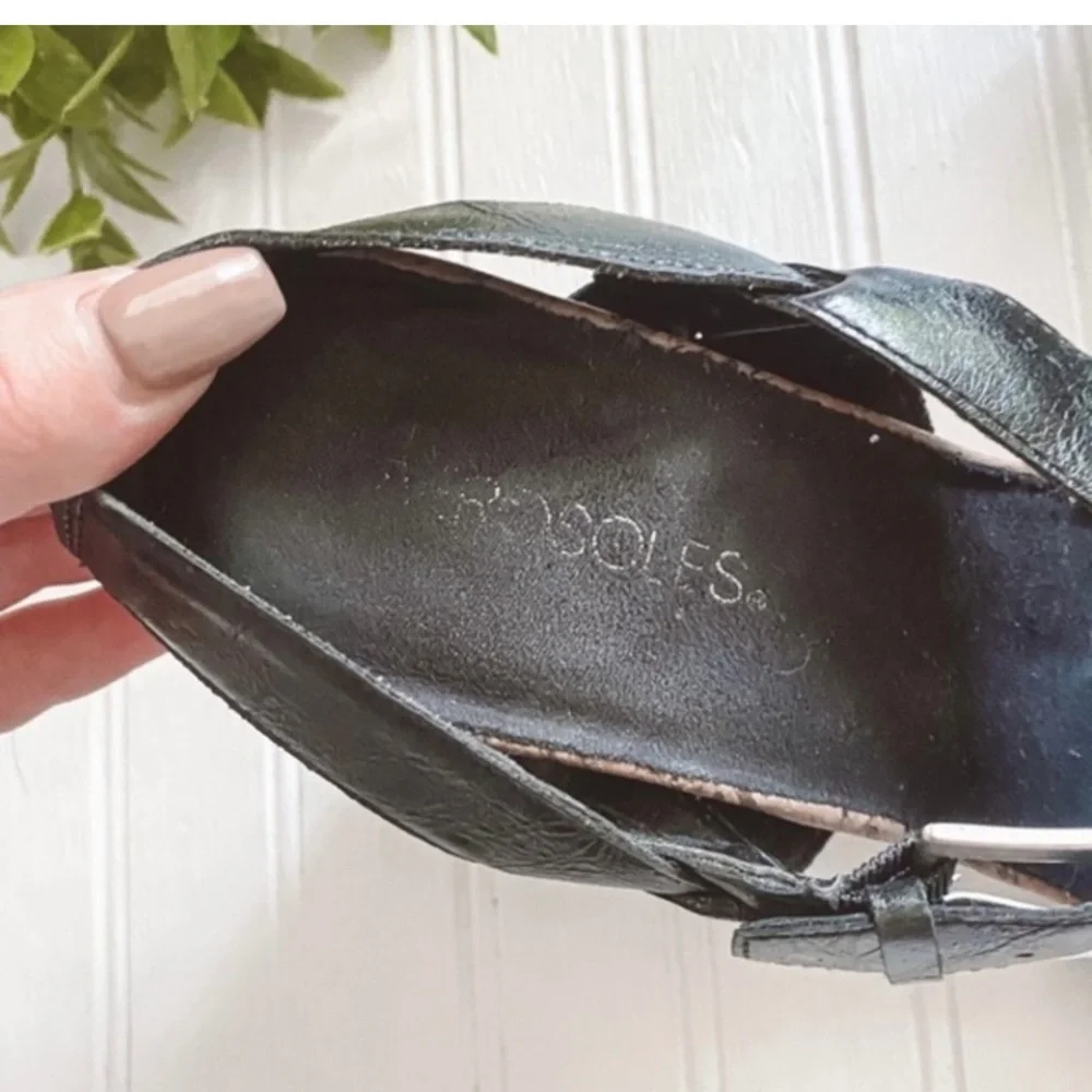 🍉 Sz 8.5 Aerosoles Wedge Cork Sandal Strappy Black